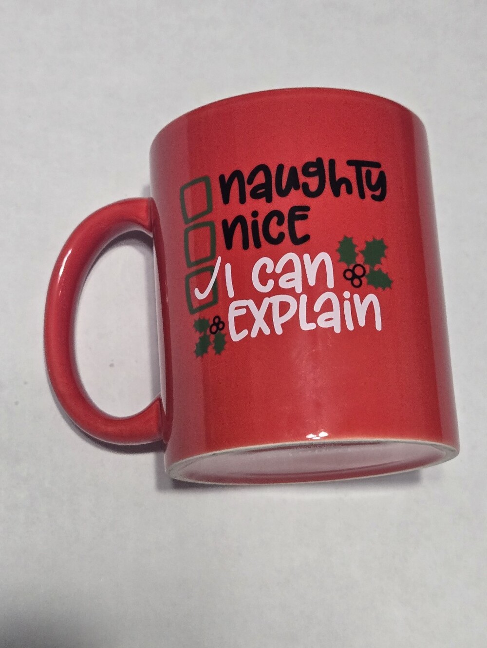 Naughty/Nice Coffee Mug Tea Cup, Santa, I Can Explain checklist